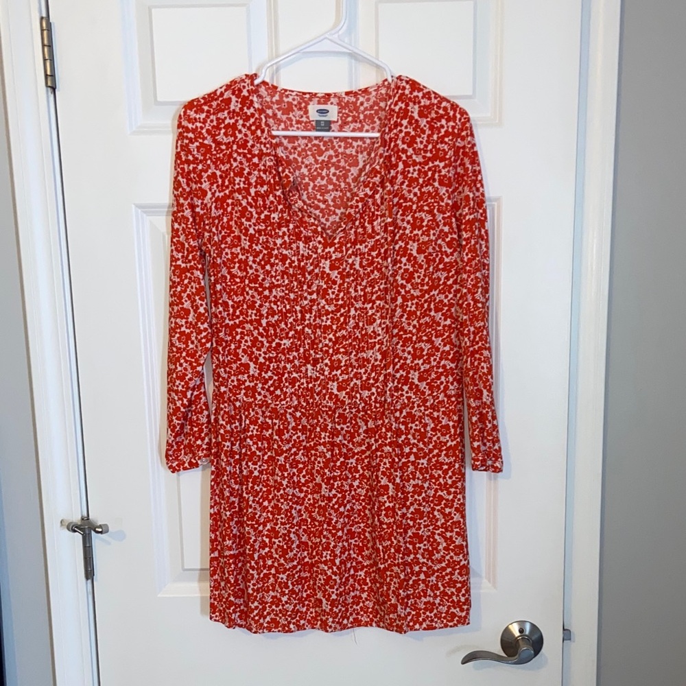 Old Navy Red Floral Long Sleeve Dress